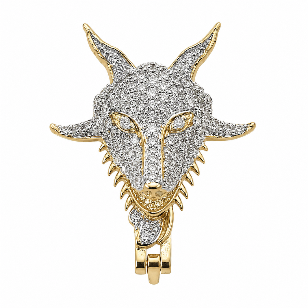 10K Yellow Gold Goat Charm 0.25 ct Natural Diamond