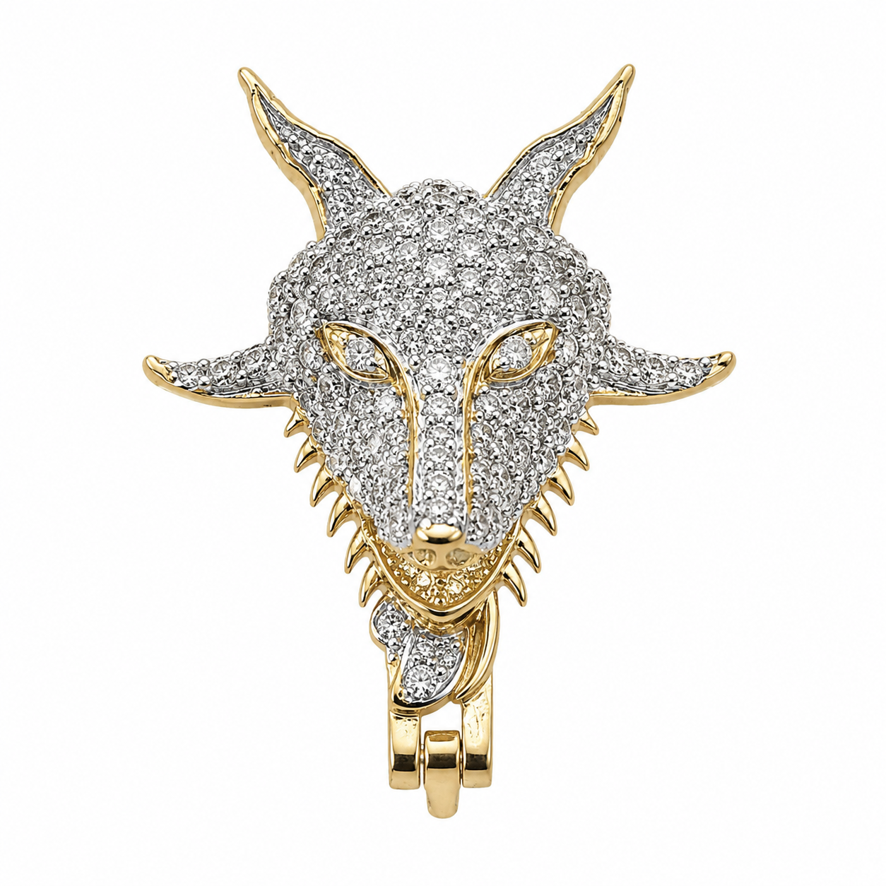 10K Yellow Gold Goat Charm 0.25 ct Natural Diamond