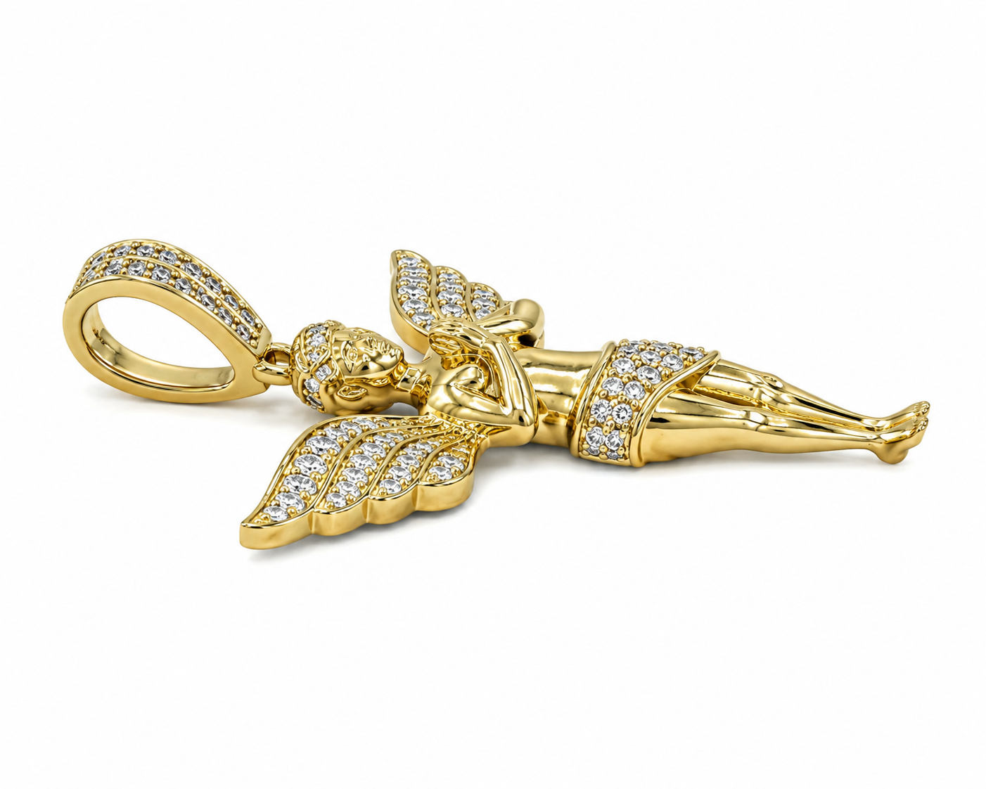 14K Yellow Gold Angel Charm 0.55 ct Natural Diamond