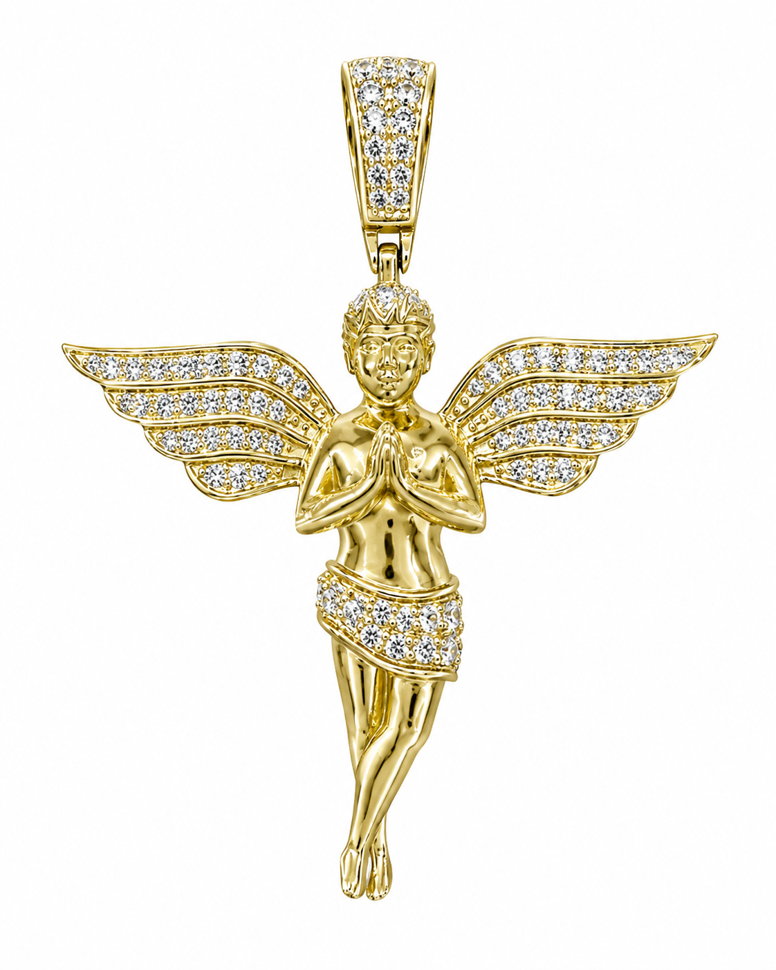 14K Yellow Gold Angel Charm 0.55 ct Natural Diamond