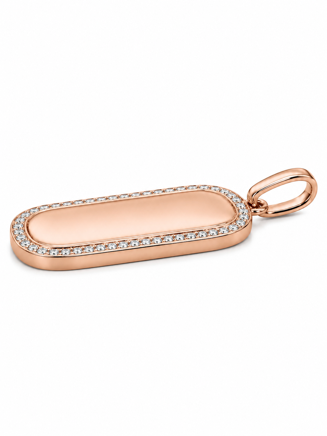 10K Rose Gold Engravable Dog-Tag Charm 1.90 ct Natural Diamond