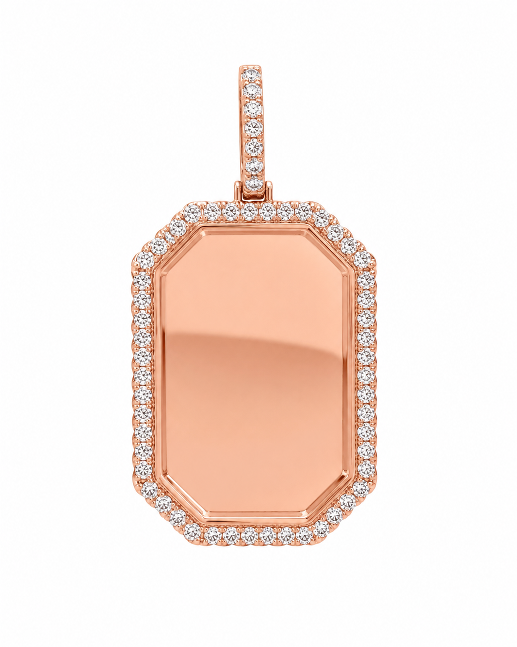 14K Rose Gold Engravable Picture Pendant Octagon Charm 2.50 ct Natural Diamond