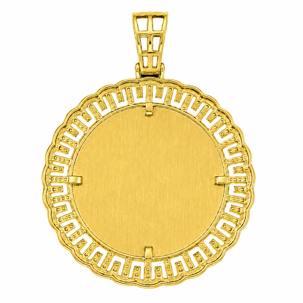 10K Two-Tone Gold Engravable Picture Pendant Round Charm 0.56 ct Natural Diamond