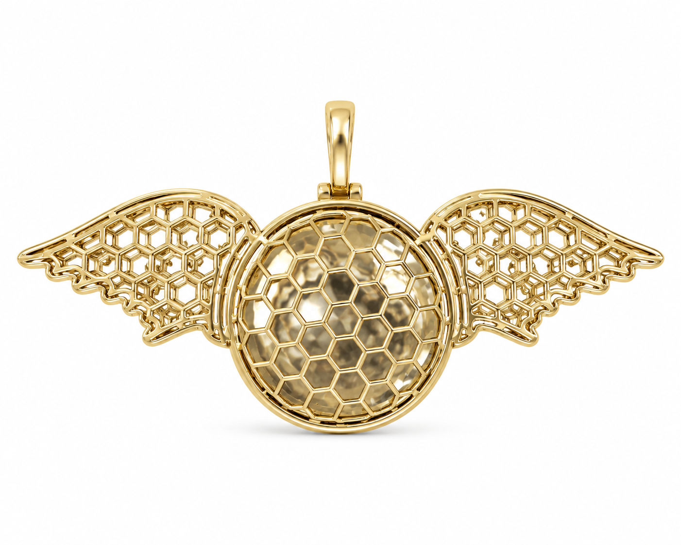 10K Yellow Gold Engravable Picture Pendant Angel Wing Charm 4.00 ct Natural Diamond