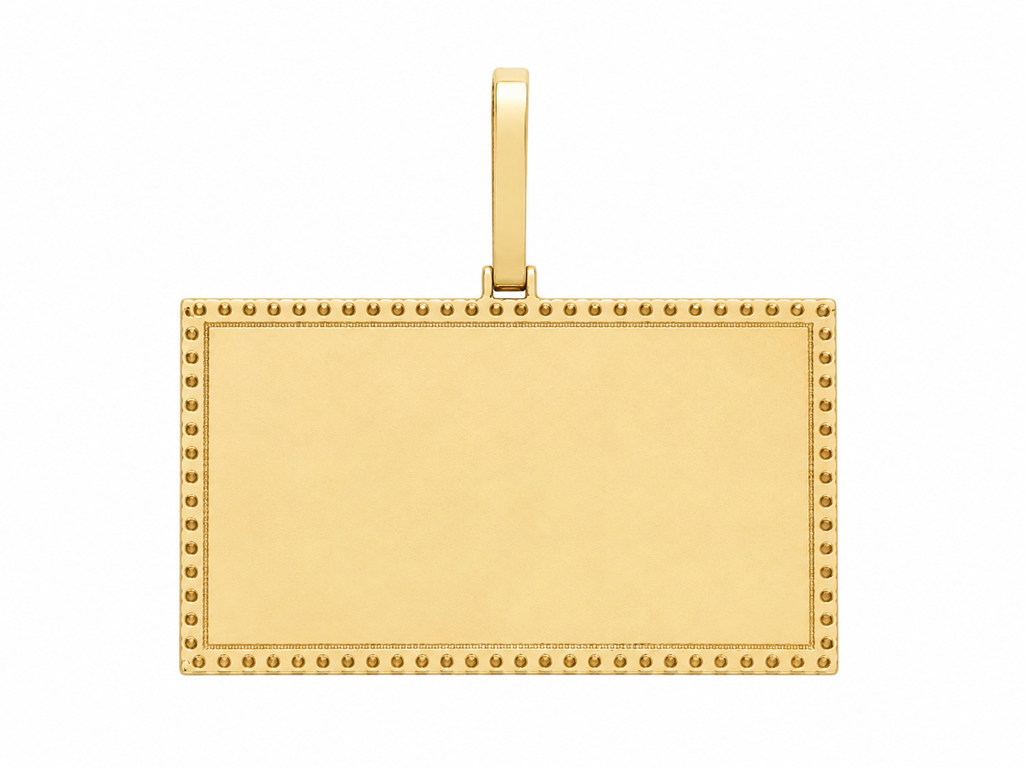 10K Yellow Gold Engravable Picture Pendant Rectangle Charm 1.99 ct Natural Diamond