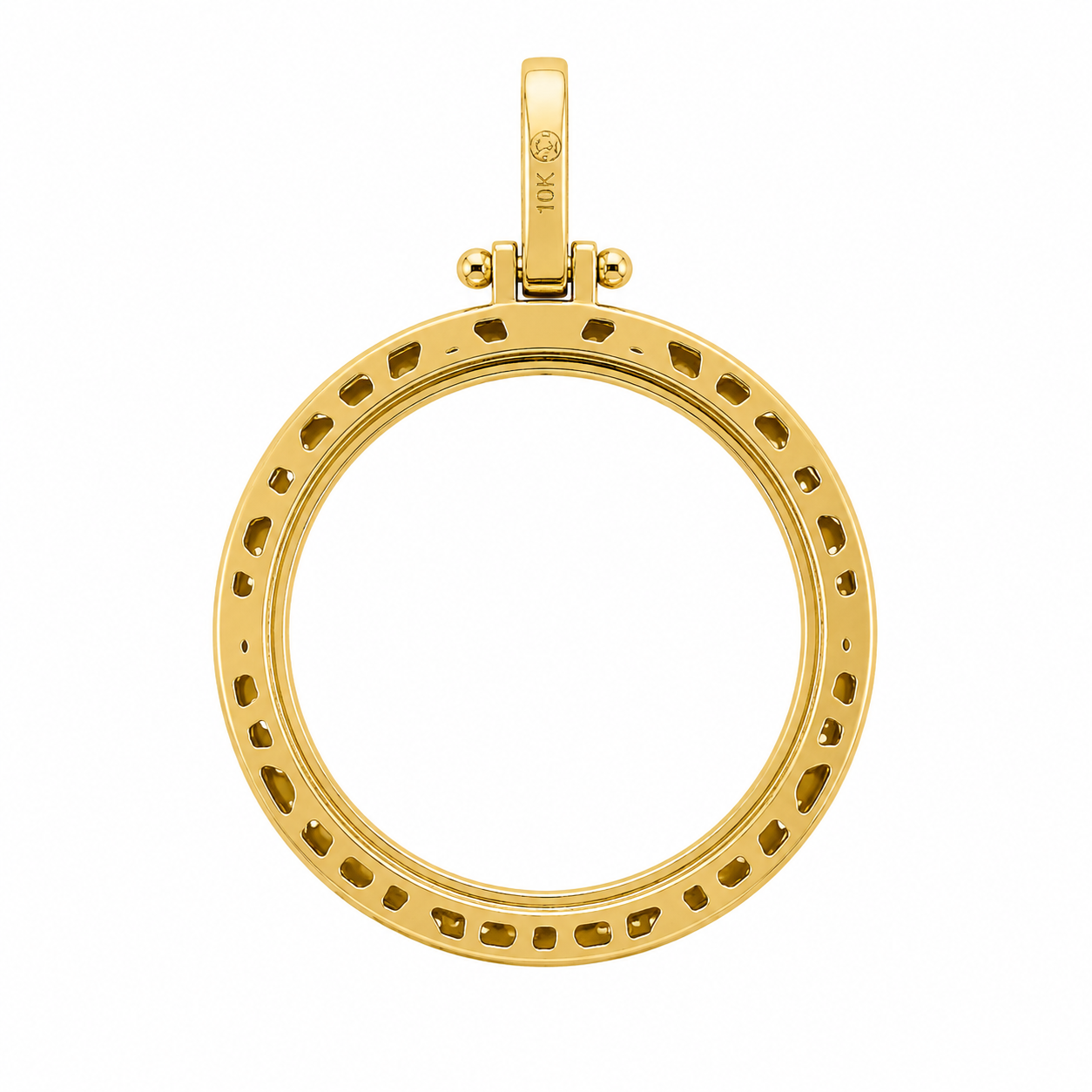 10K Yellow Gold Bezel Round Charm 1.75 ct Natural Diamond