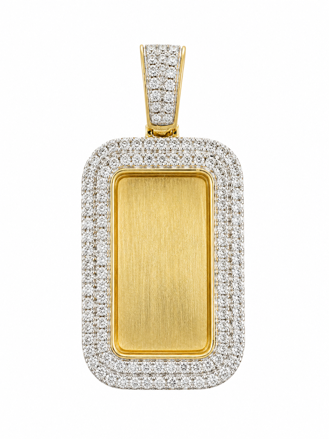 10K Yellow Gold Picture Pendant Rectangle Charm 0.34 ct Natural Diamond