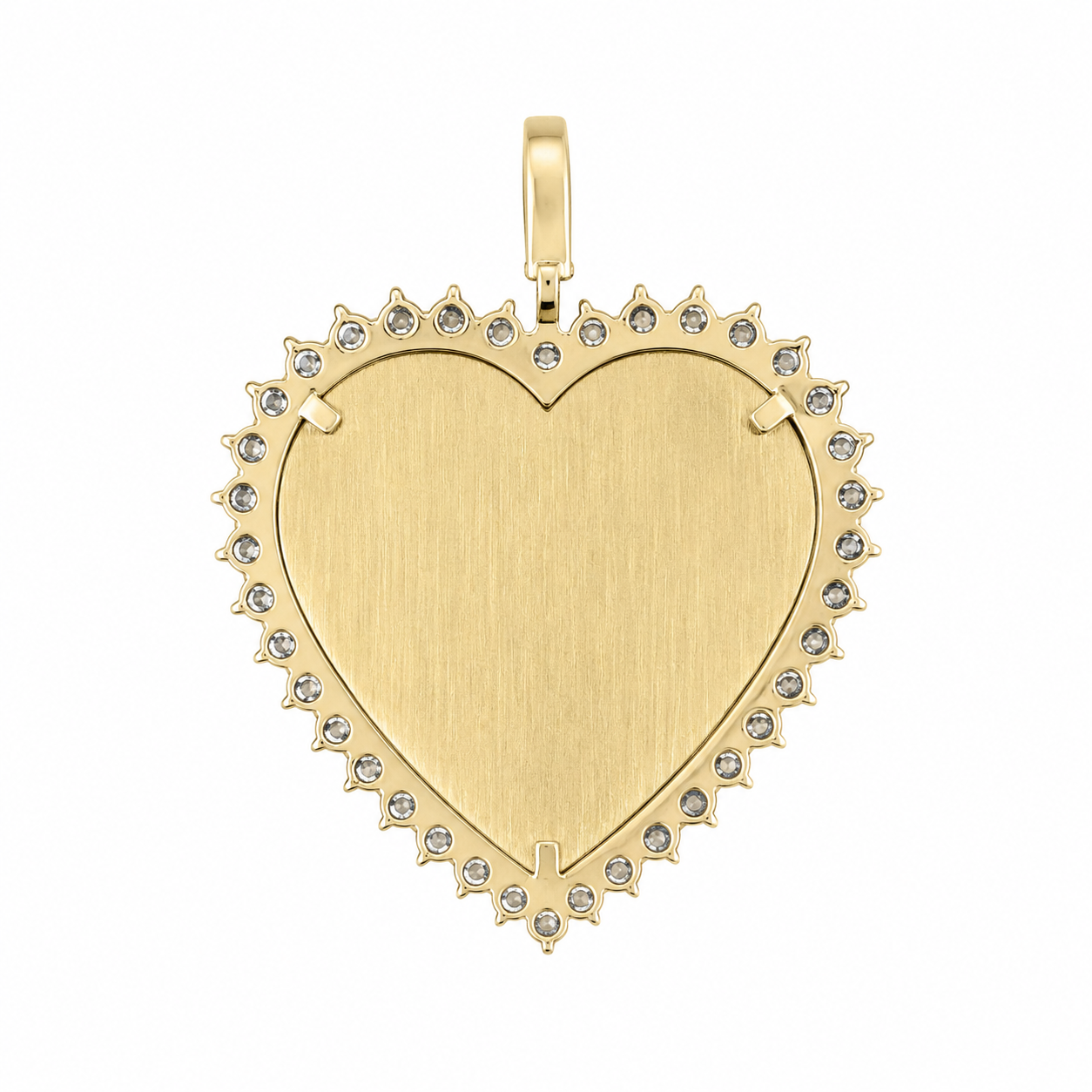 10K Yellow Gold Engravable Picture Pendant Heart Charm 0.25 ct Natural Diamond