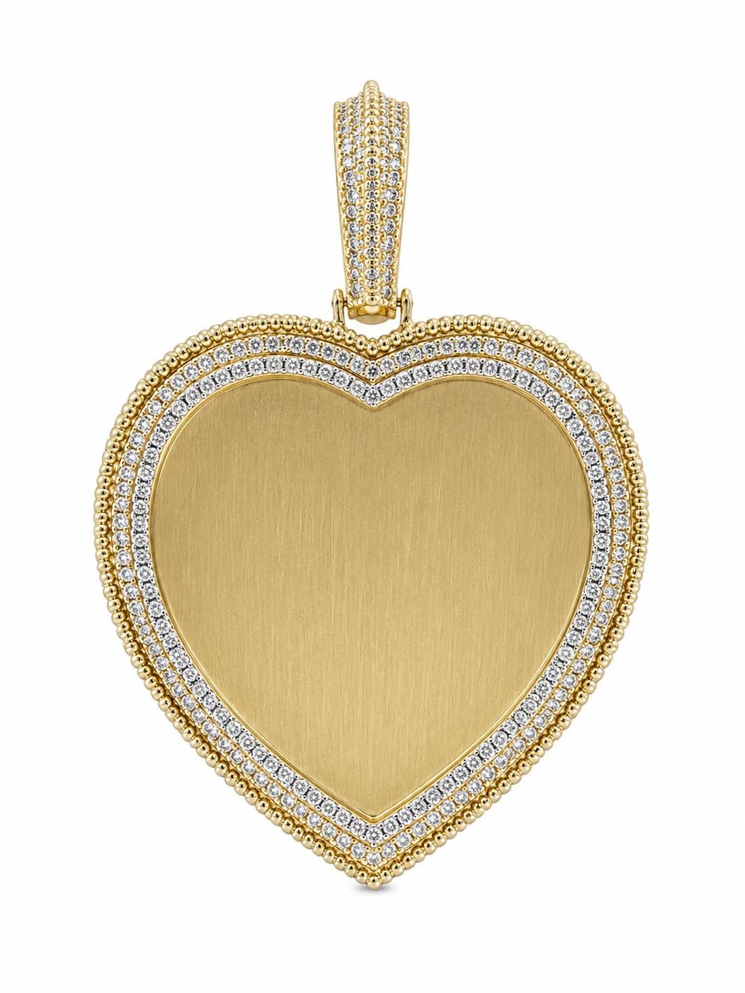 10K Two-Tone Gold Engravable Picture Pendant Heart Charm 0.27 ct Natural Diamond