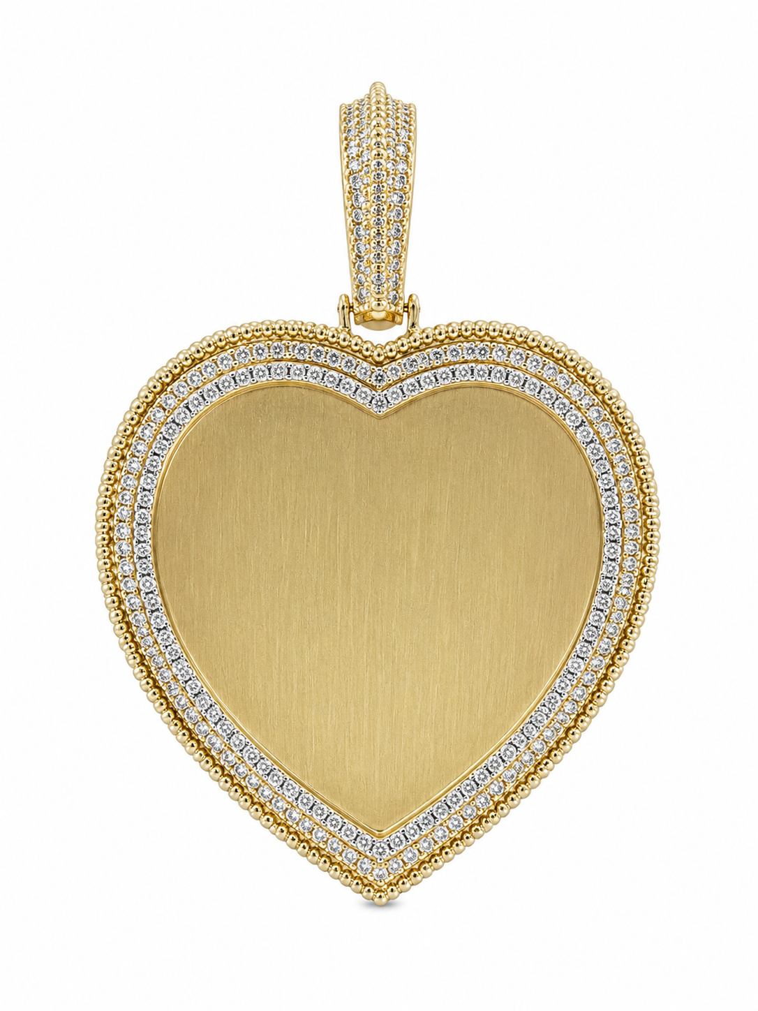 10K Two-Tone Gold Engravable Picture Pendant Heart Charm 0.27 ct Natural Diamond