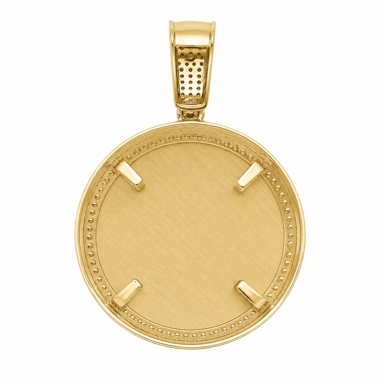 10K Yellow Gold Engravable Picture Pendant Round Charm 0.53 ct Natural Diamond