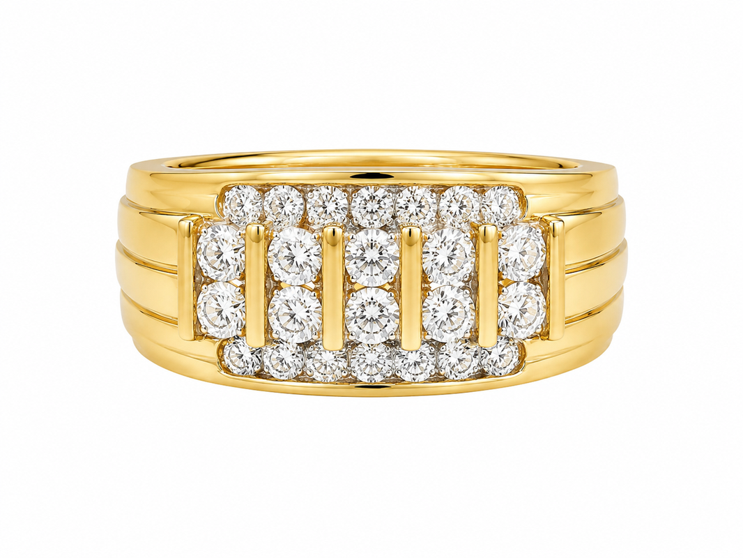 10K Yellow Gold Men's Ring 0.52 ct Natural Diamond