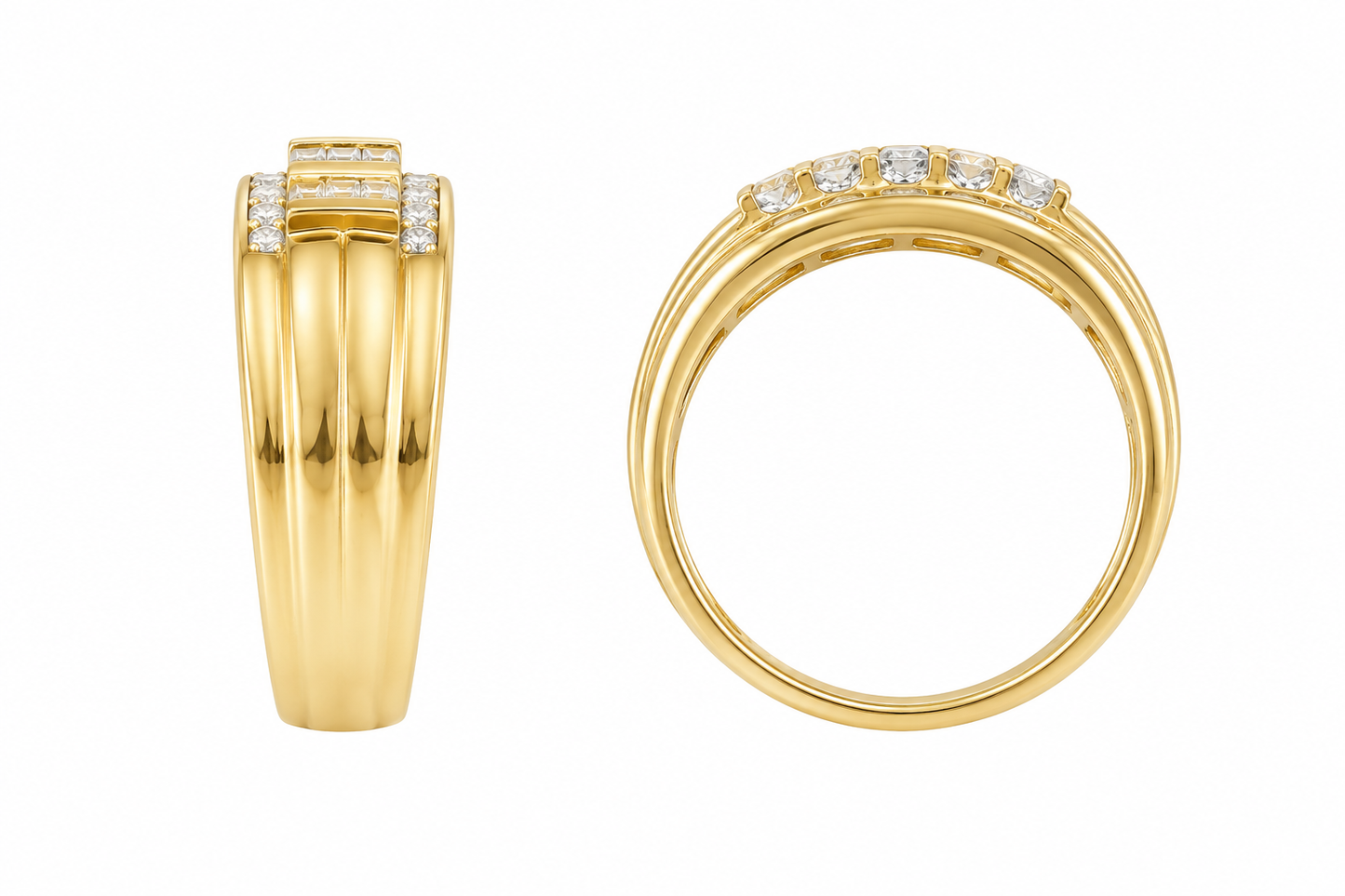 10K Yellow Gold Men's Ring 0.52 ct Natural Diamond