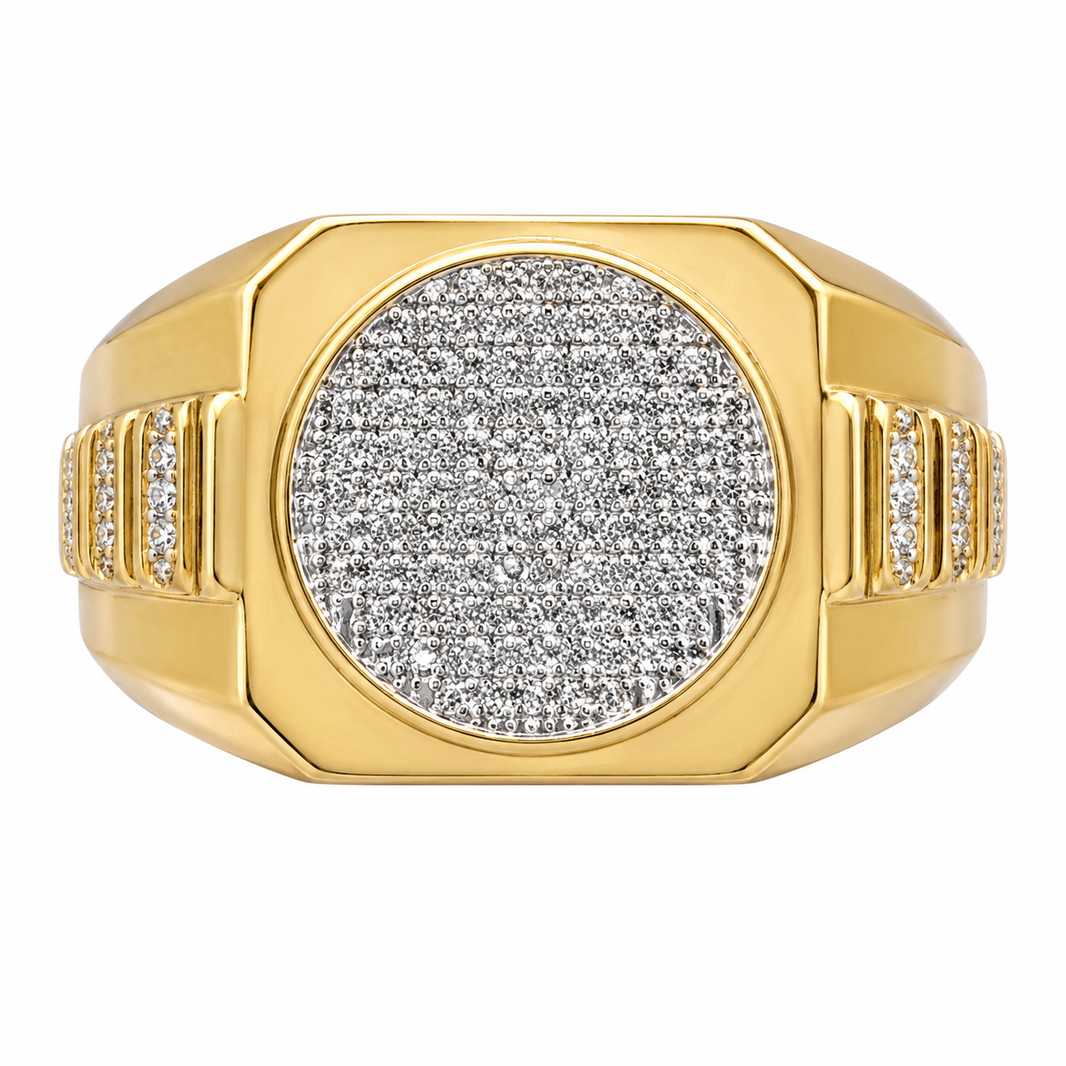 10K Yellow Gold Men's Ring Presidential 0.13 ct Natural Diamond