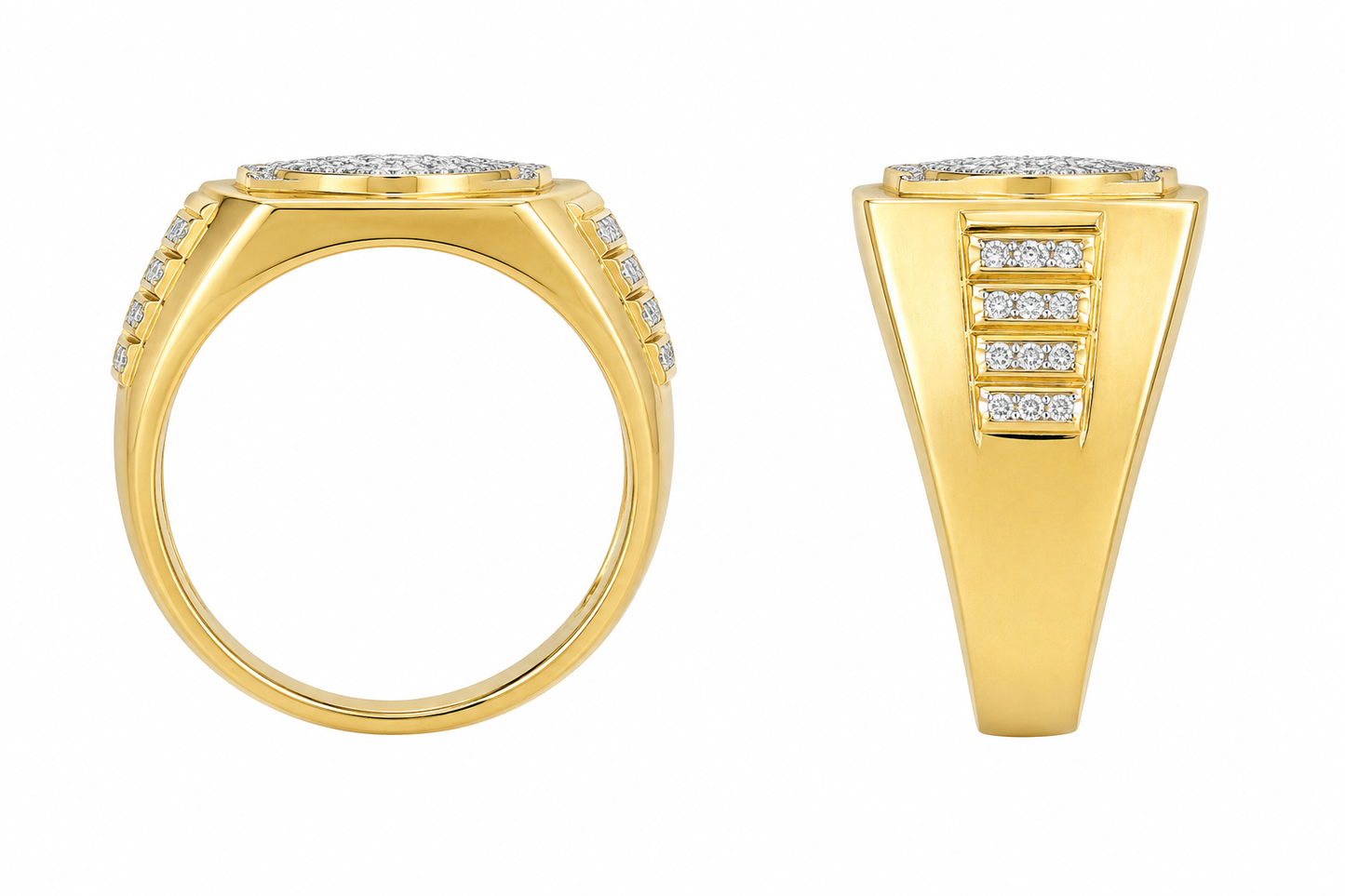 10K Yellow Gold Men's Ring Presidential 0.13 ct Natural Diamond