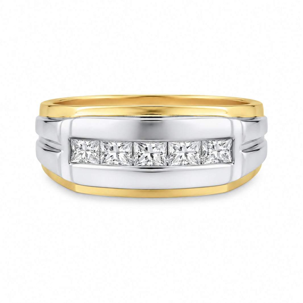 14K Two-Tone Gold Men's Ring 0.50 ct Natural Diamond
