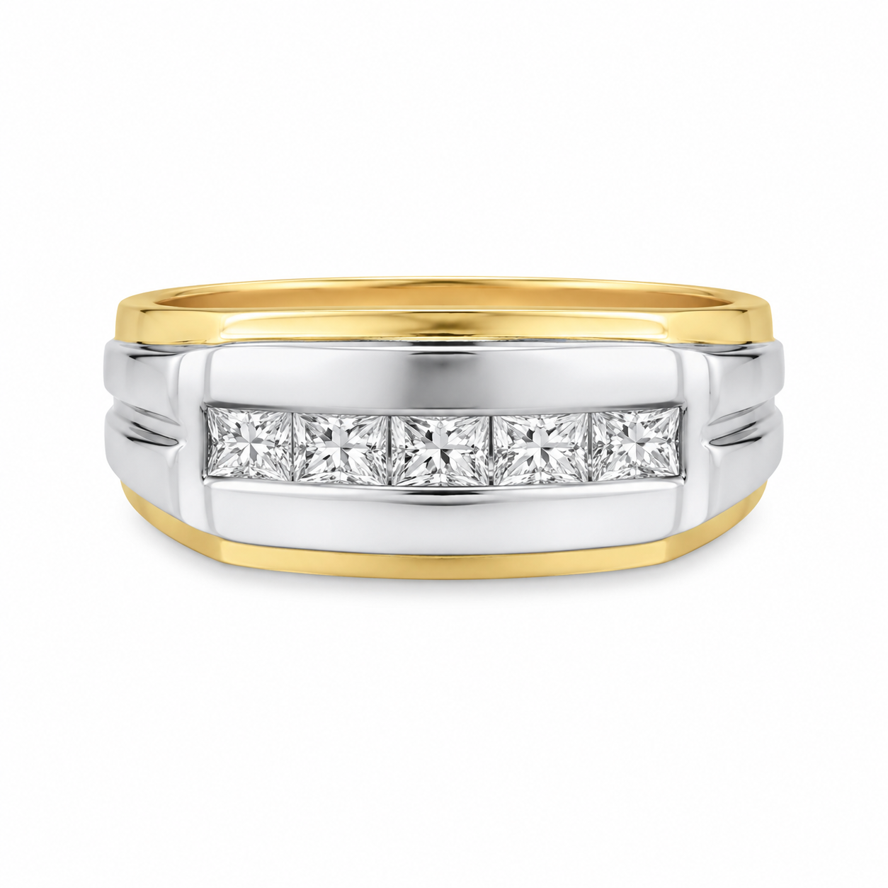 14K Two-Tone Gold Men's Ring 0.50 ct Natural Diamond