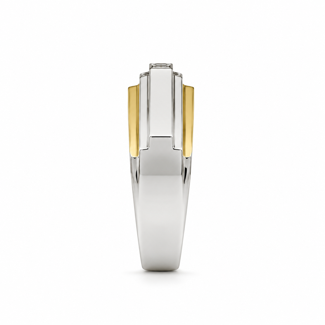 14K Two-Tone Gold Men's Ring 0.25 ct Natural Diamond