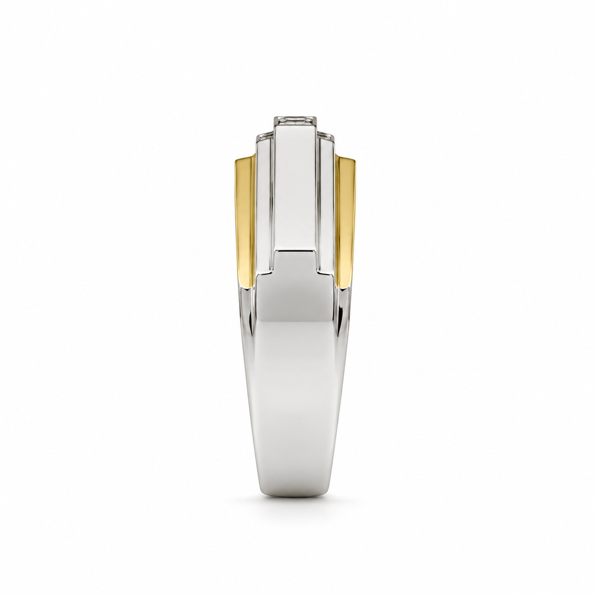 14K Two-Tone Gold Men's Ring 0.25 ct Natural Diamond