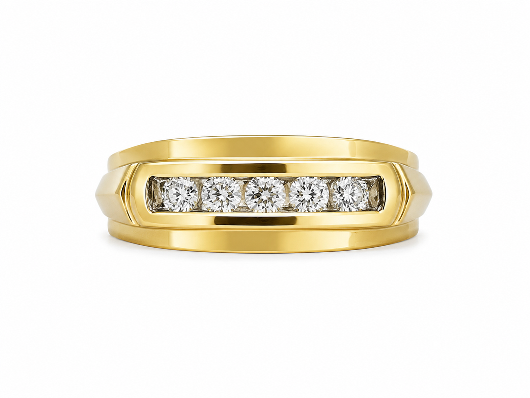 14K Yellow Gold Men's Ring 0.23 ct Natural Diamond