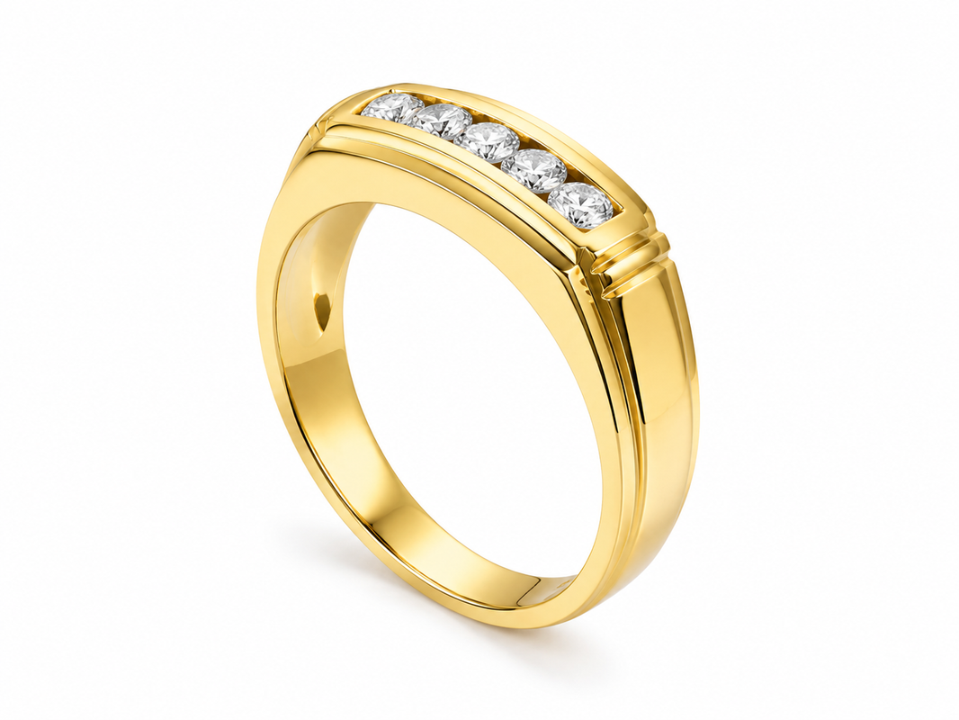 14K Yellow Gold Men's Ring 0.23 ct Natural Diamond