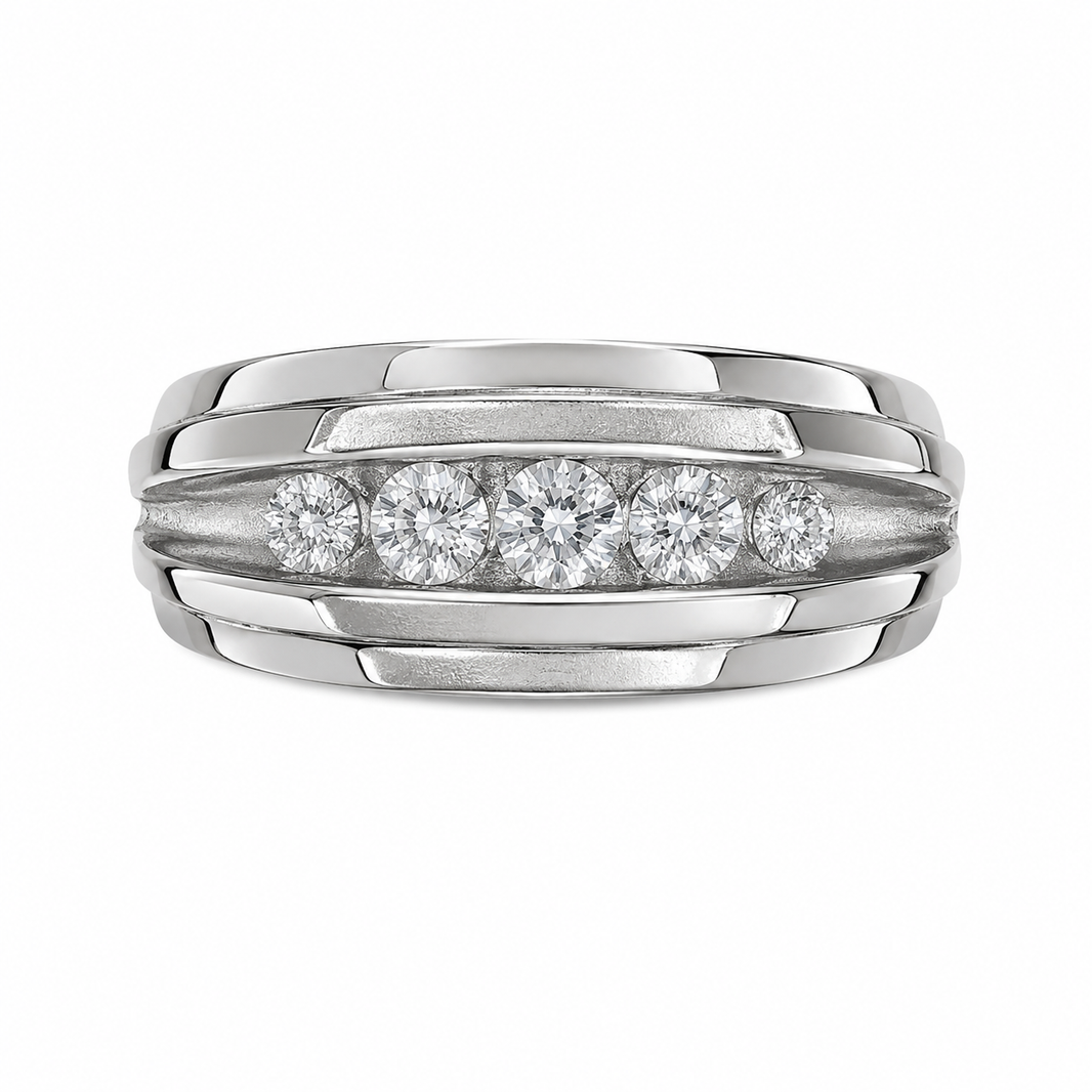 14K White Gold Men’s Ring 0.50 ct Natural Diamond