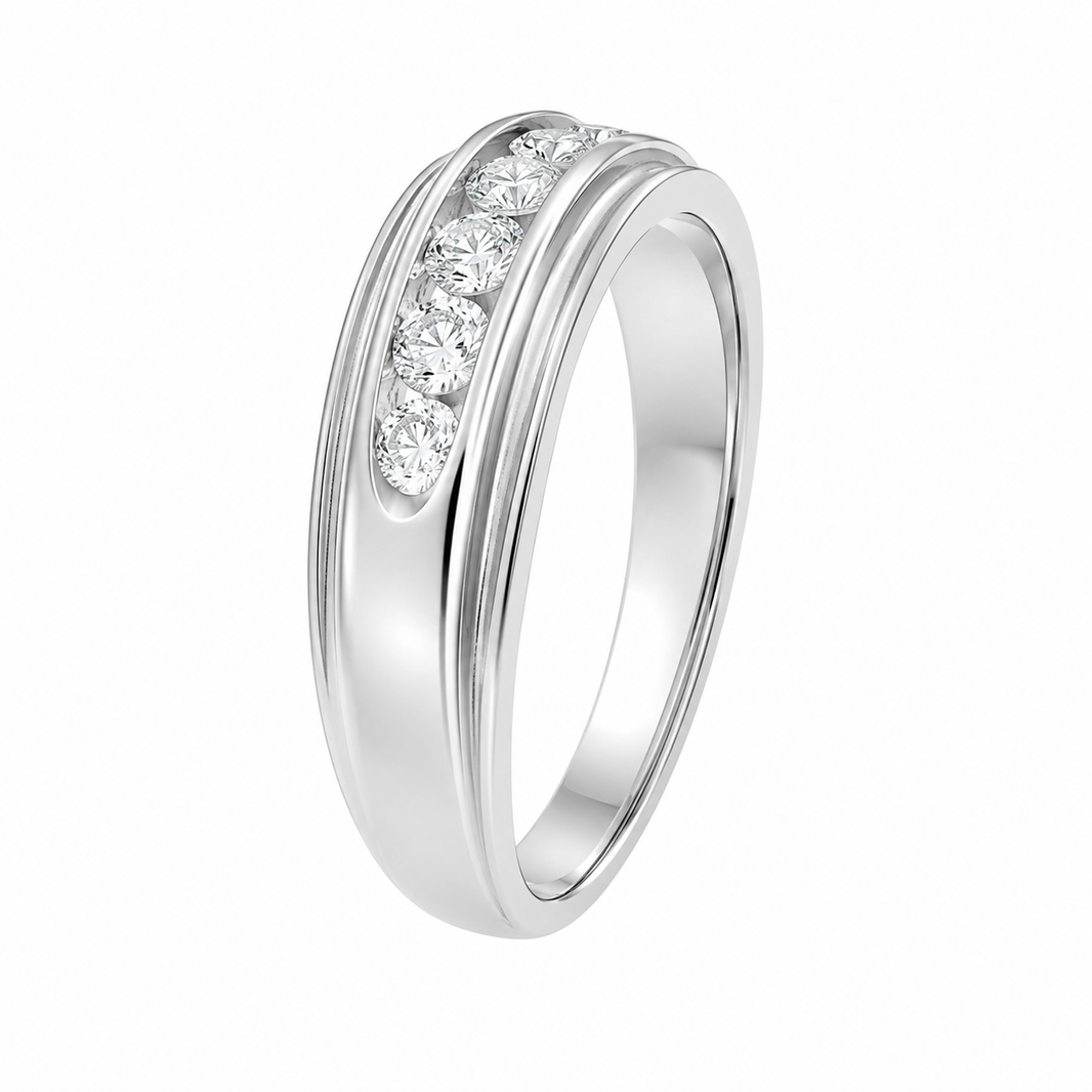 14K White Gold Men’s Band 0.53 ct Natural Diamond