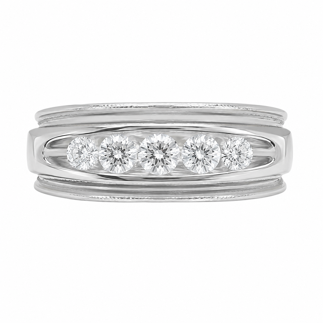 14K White Gold Men’s Band 0.53 ct Natural Diamond