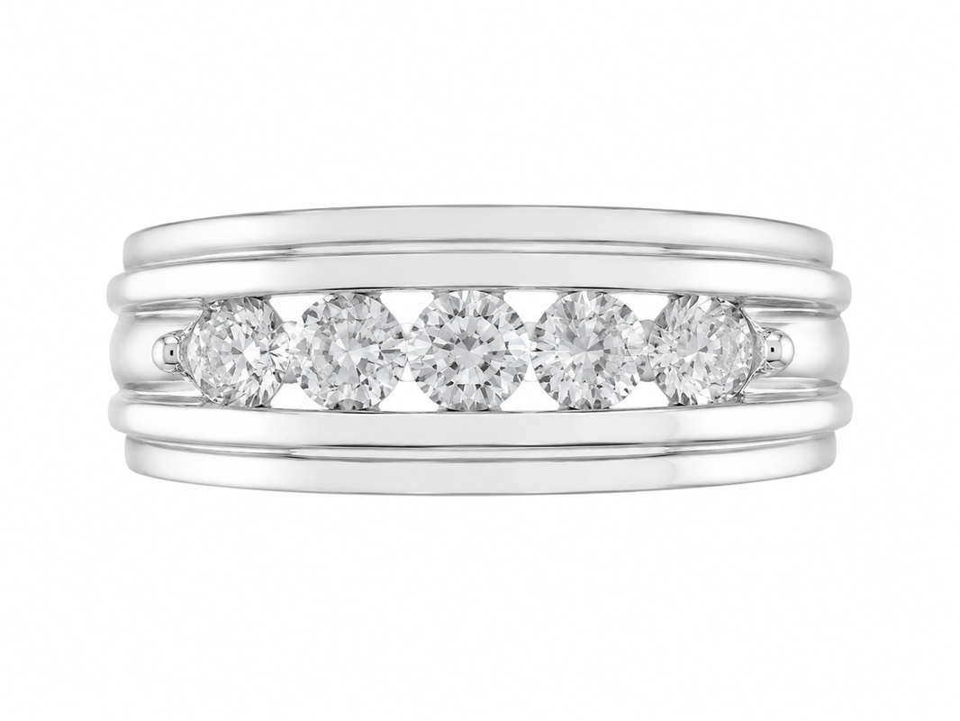 14K White Gold Men's Ring 0.52 ct Natural Diamond