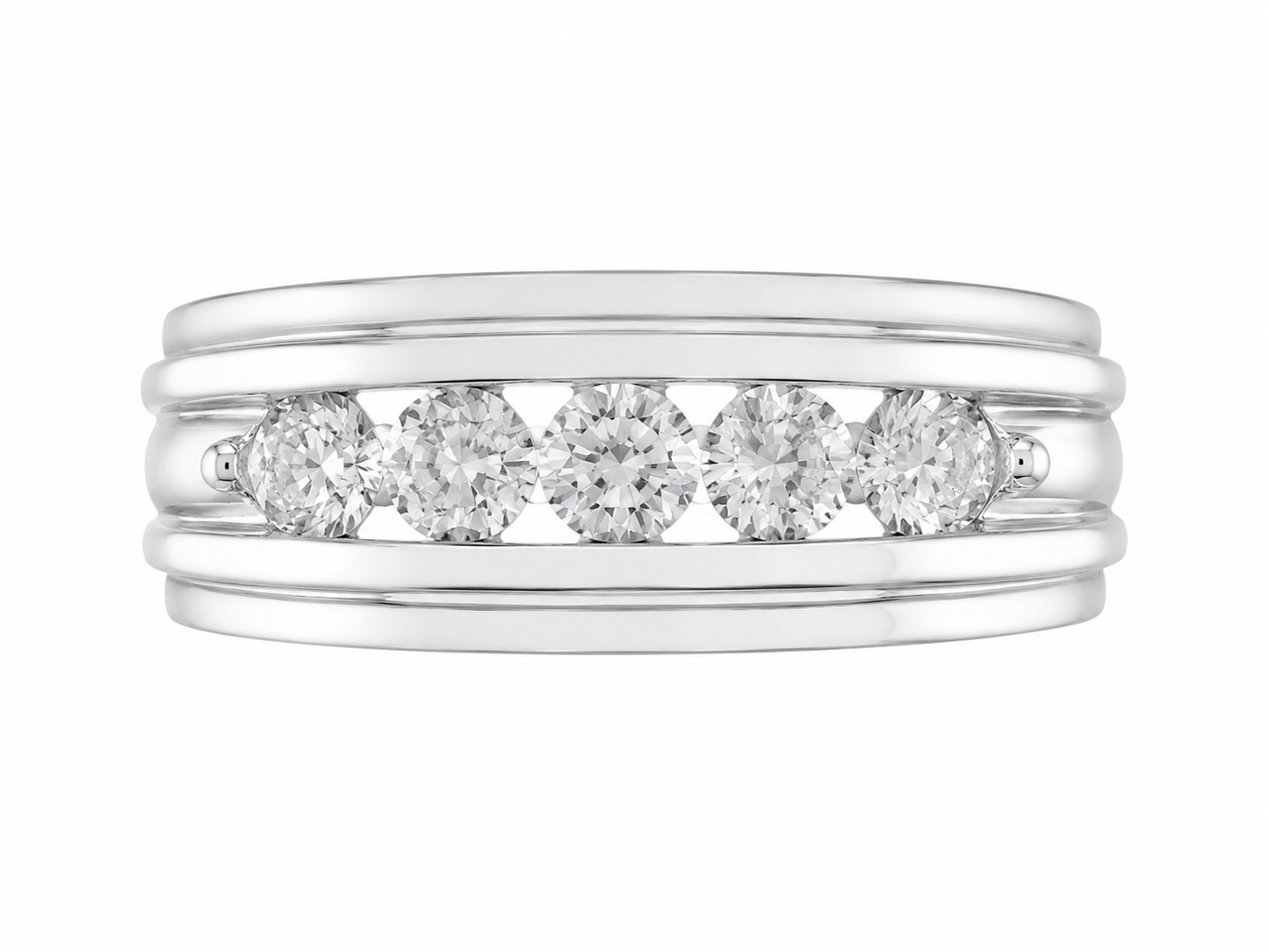 14K White Gold Men's Ring 0.52 ct Natural Diamond