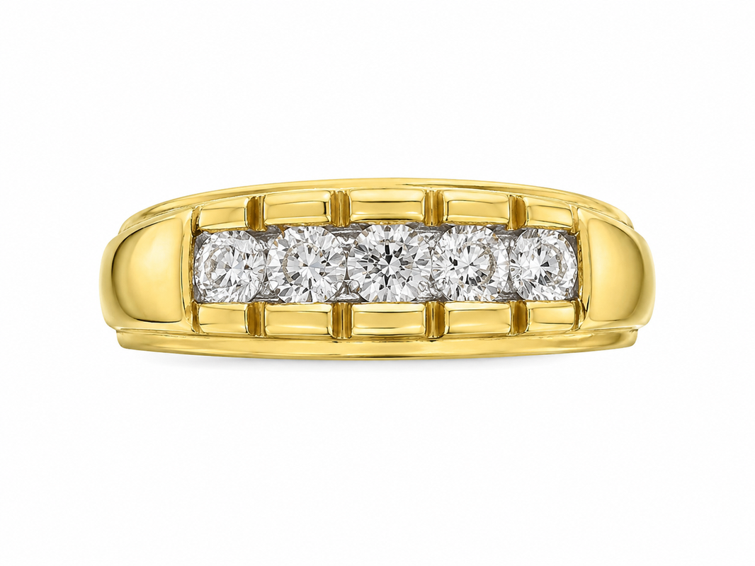 14K Yellow Gold Men's Ring 0.50 ct Natural Diamond