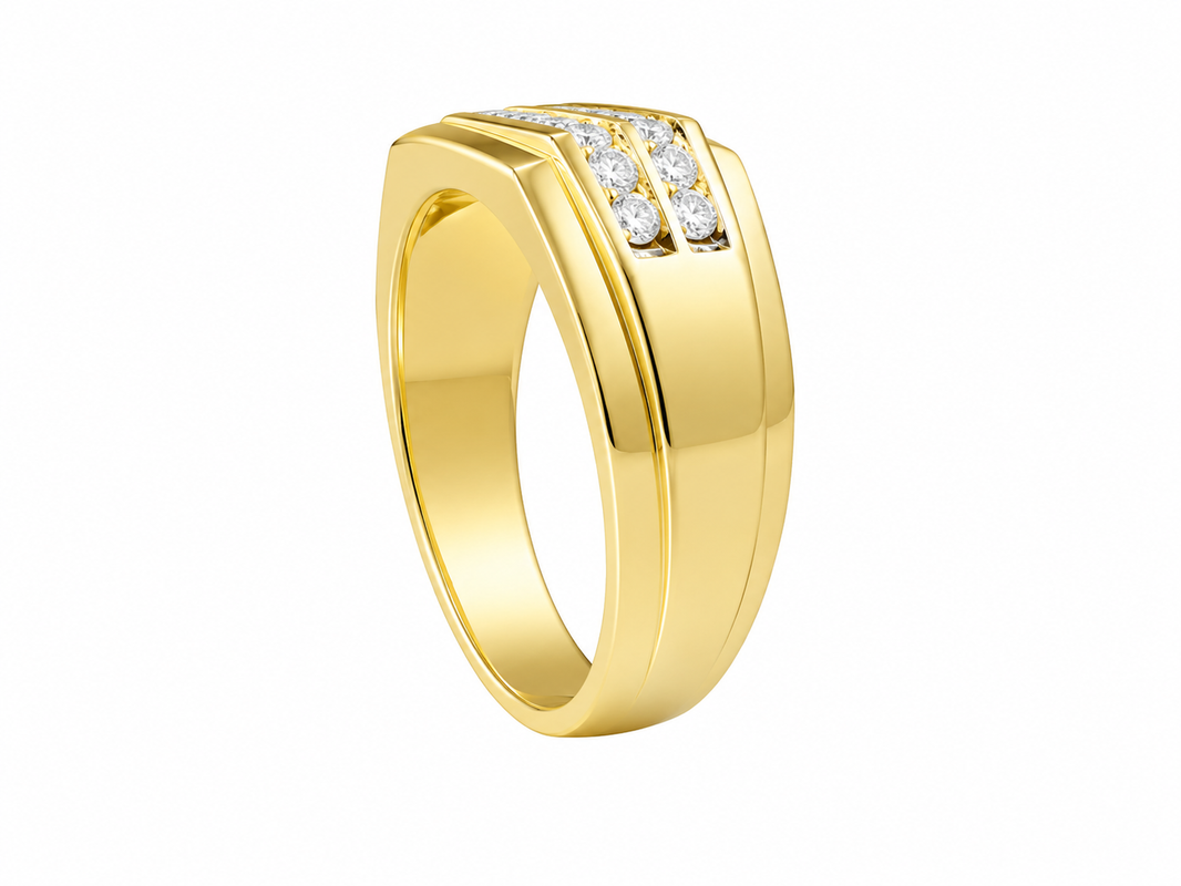 18K Yellow Gold Men's Band 0.75 ct Natural Diamond