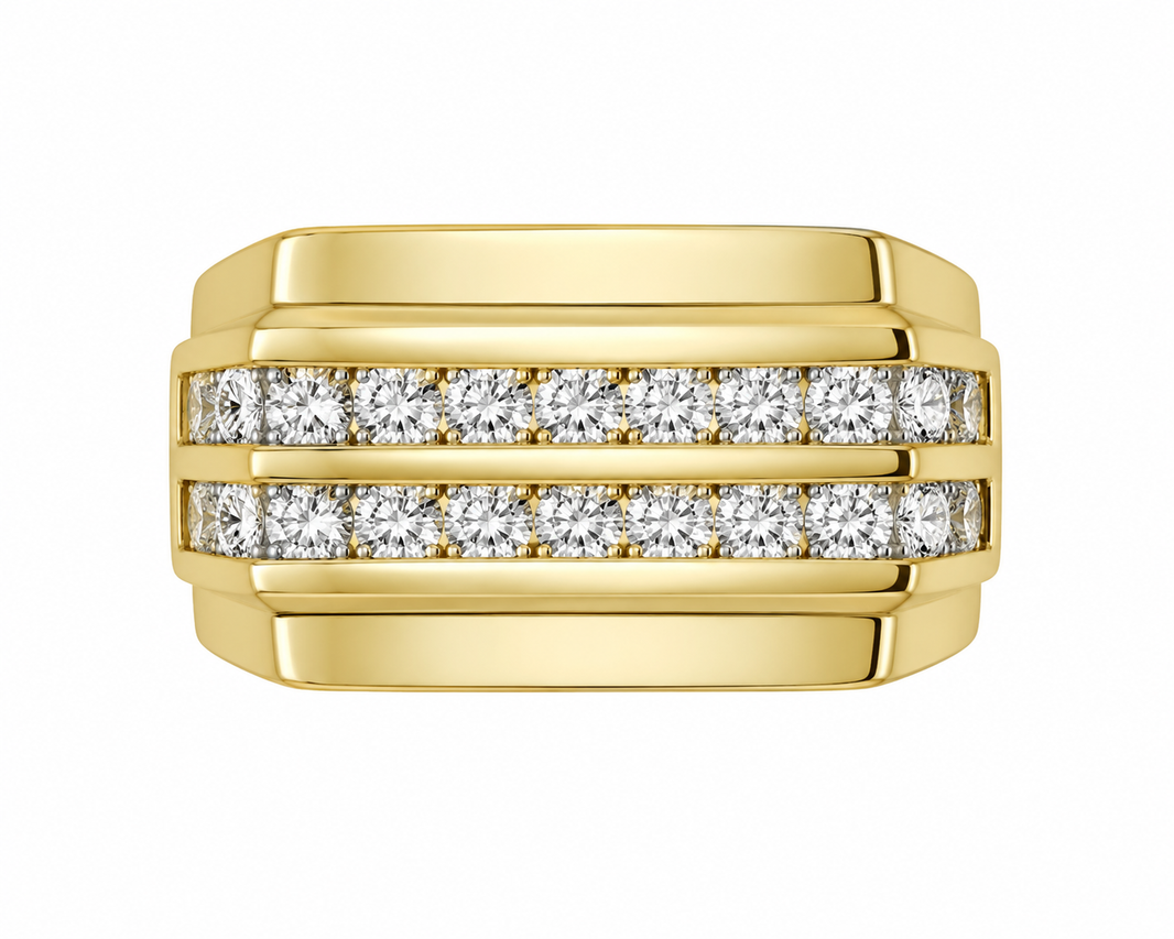18K Yellow Gold Men's Band 0.75 ct Natural Diamond