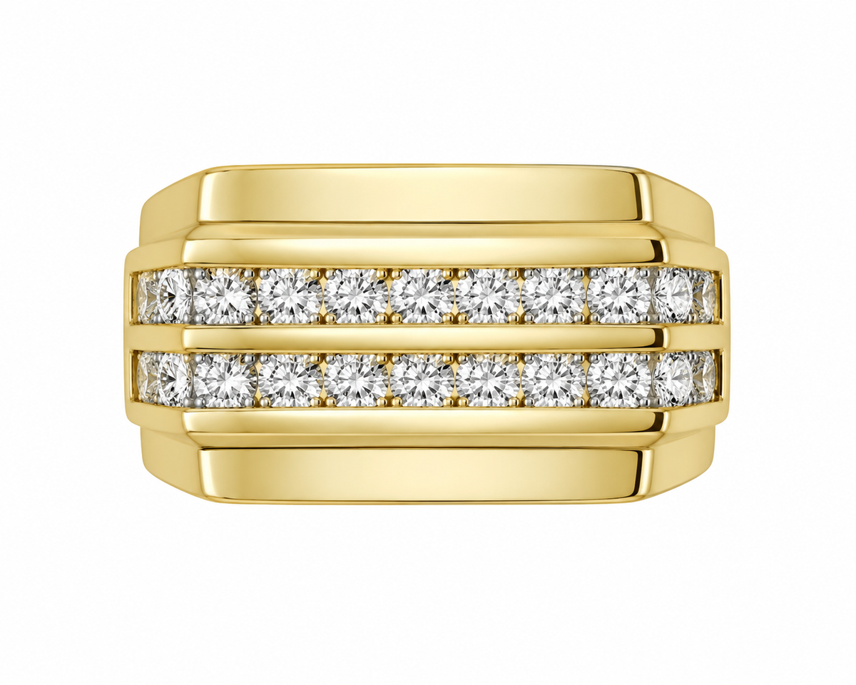 18K Yellow Gold Men's Band 0.75 ct Natural Diamond