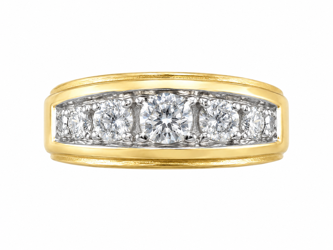 14K Yellow Gold Men's Ring 1.00 ct Natural Diamond