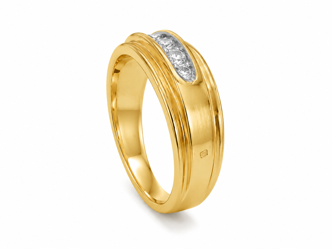 14K Yellow Gold Men's Band 0.94 ct Natural Diamond
