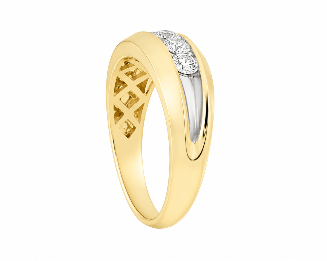 14K Two-Tone Gold Men's Band 0.79 ct Natural Diamond