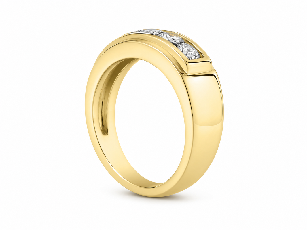 14K Yellow Gold Men's Ring 0.78 ct Natural Diamond