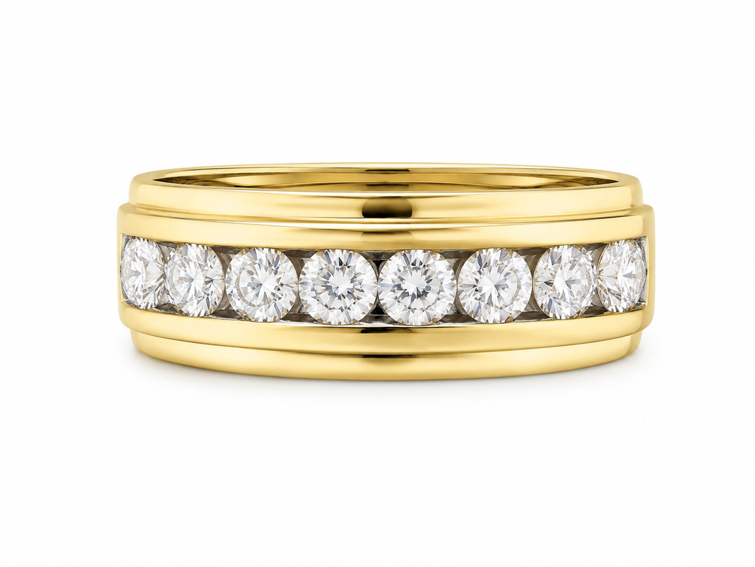 14K Yellow Gold Men's Ring 0.78 ct Natural Diamond