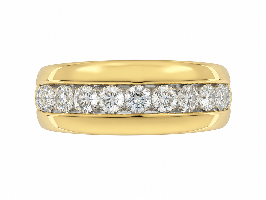 14K Yellow Gold Band 0.74 ct Natural Diamond