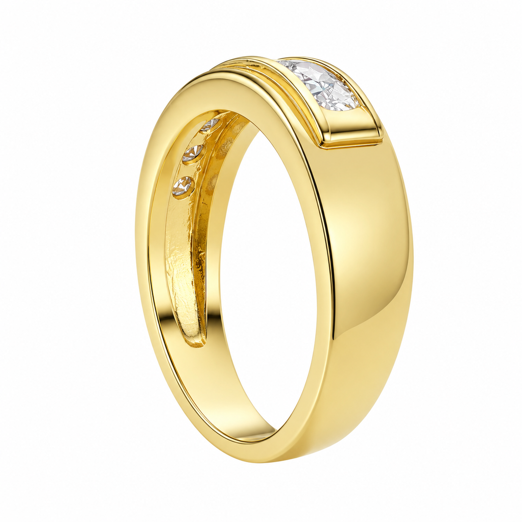 14K Yellow Gold Men's Ring 0.78 ct Natural Diamond