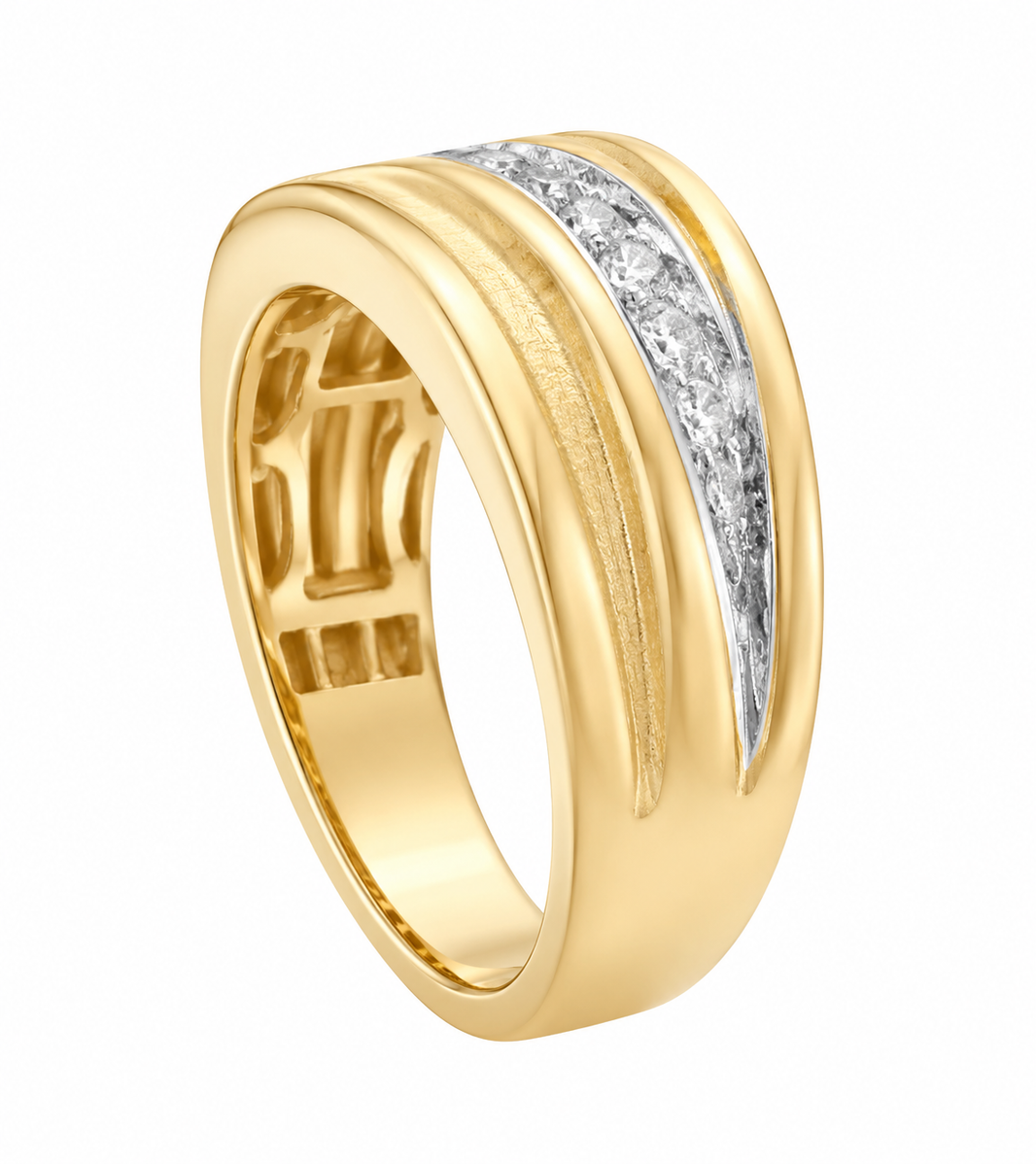 10K Two-Tone Gold Men's Ring 0.50 ct Natural Diamond