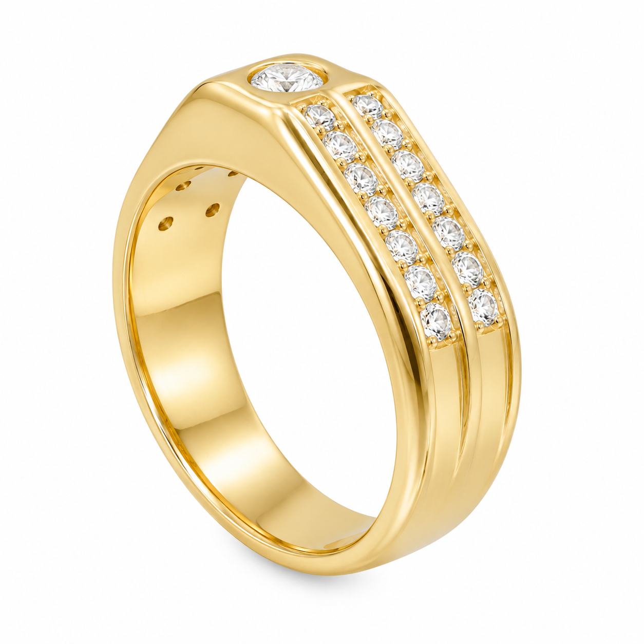 14K Yellow Gold Men’s Ring 1.00 ct Natural Diamond