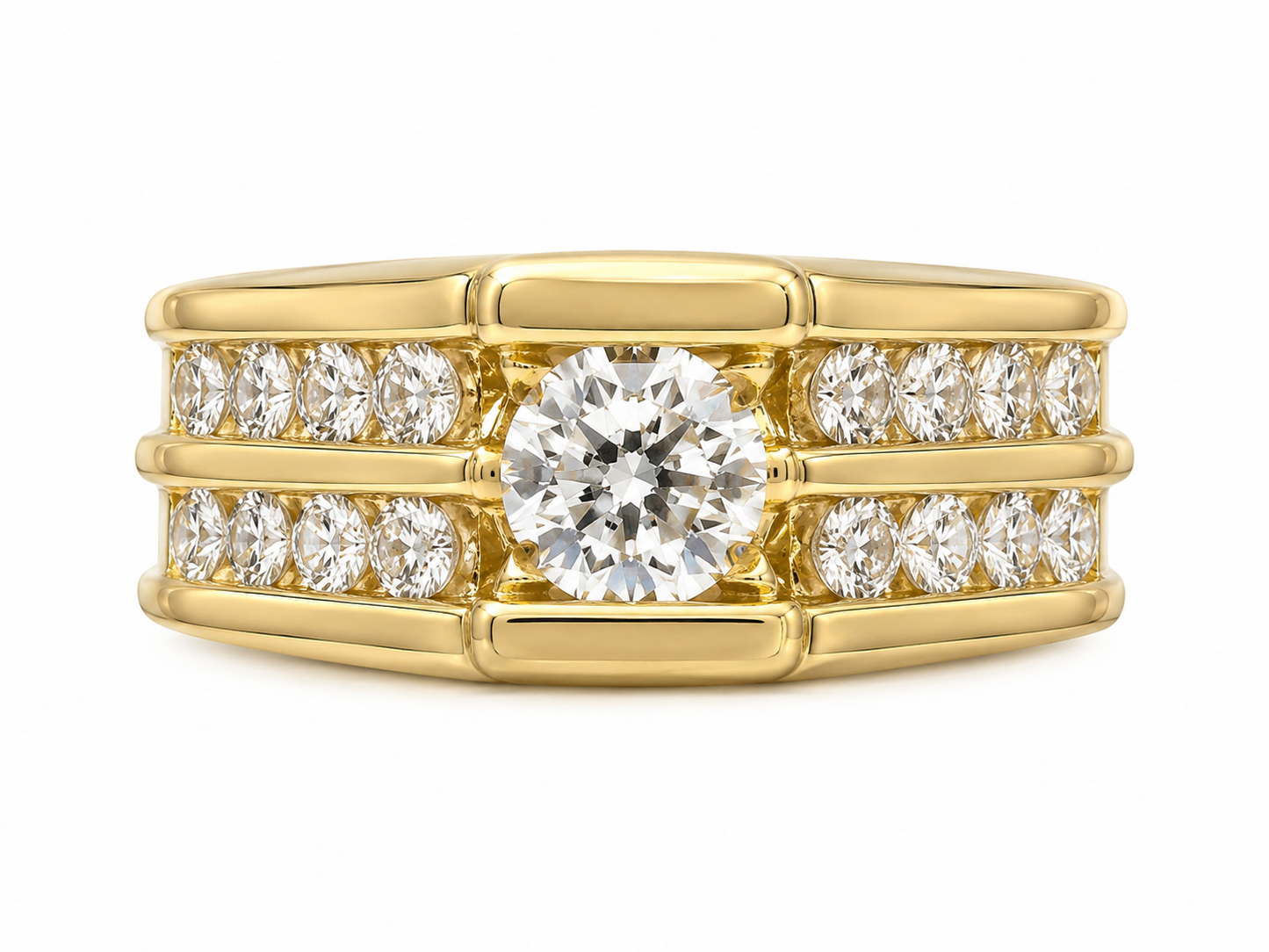 14K Yellow Gold Men’s Ring 1.00 ct Natural Diamond