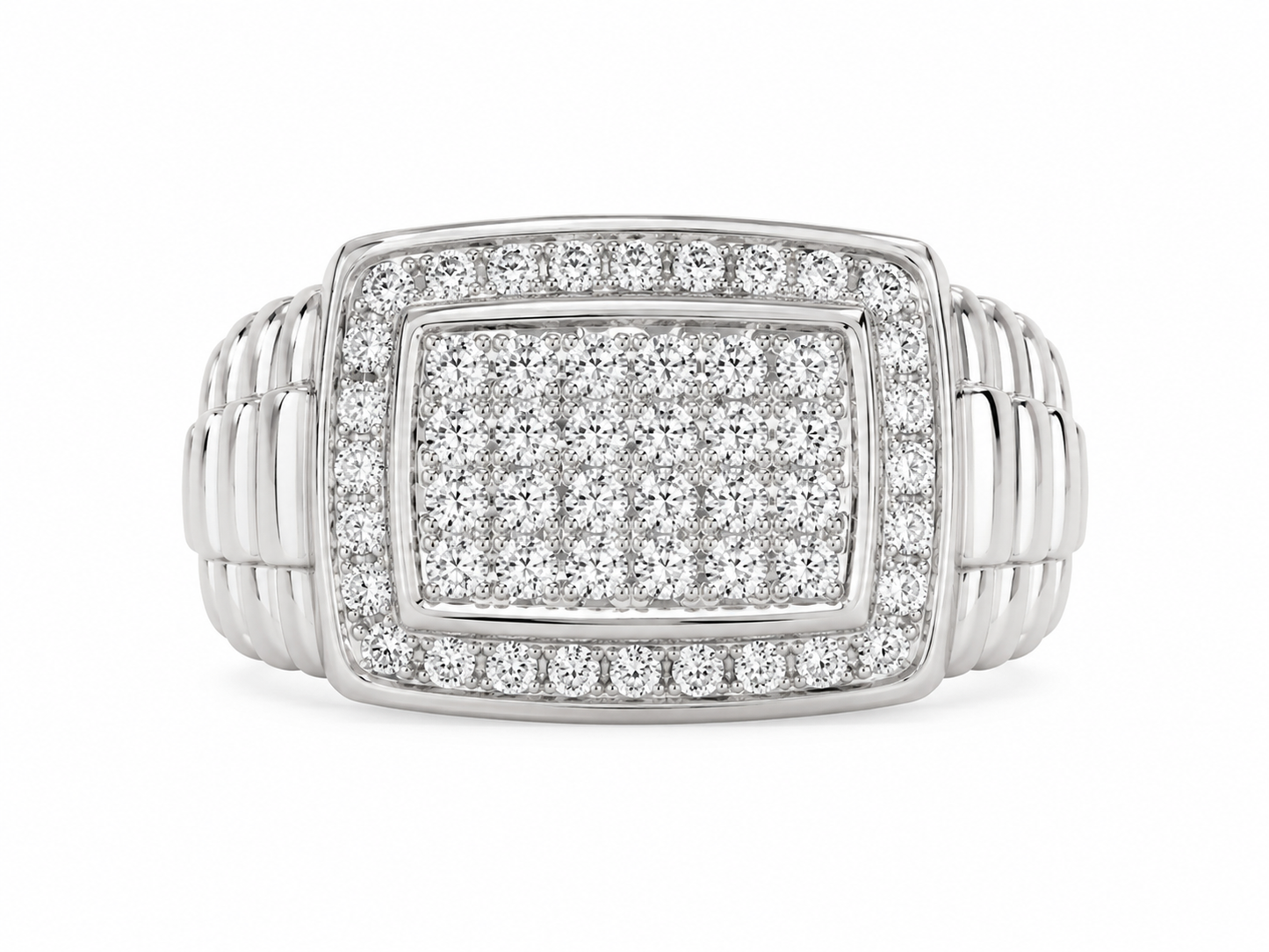 10K White Gold Men's Ring Presidential Style 0.60 ct Natural Diamond