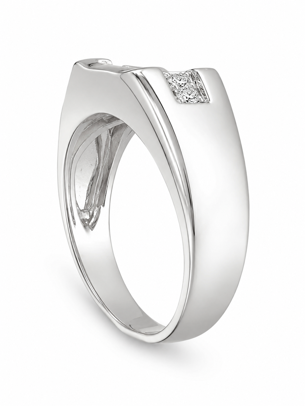14K White Gold Men's Ring 0.50 ct Natural Diamond