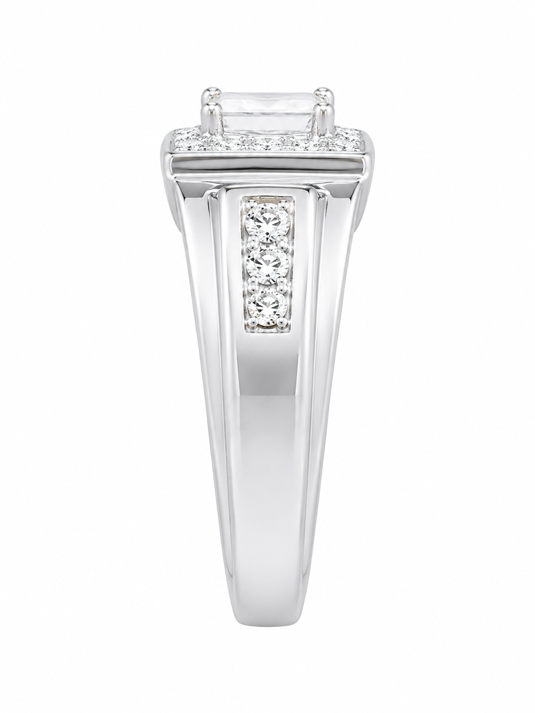 10K White Gold Men's Ring 0.50 ct Natural Diamond