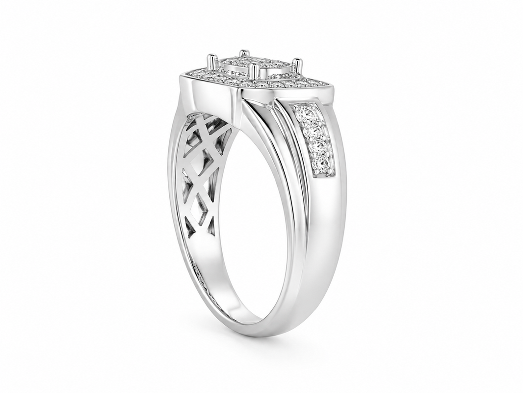 10K White Gold Men's Ring 0.50 ct Natural Diamond