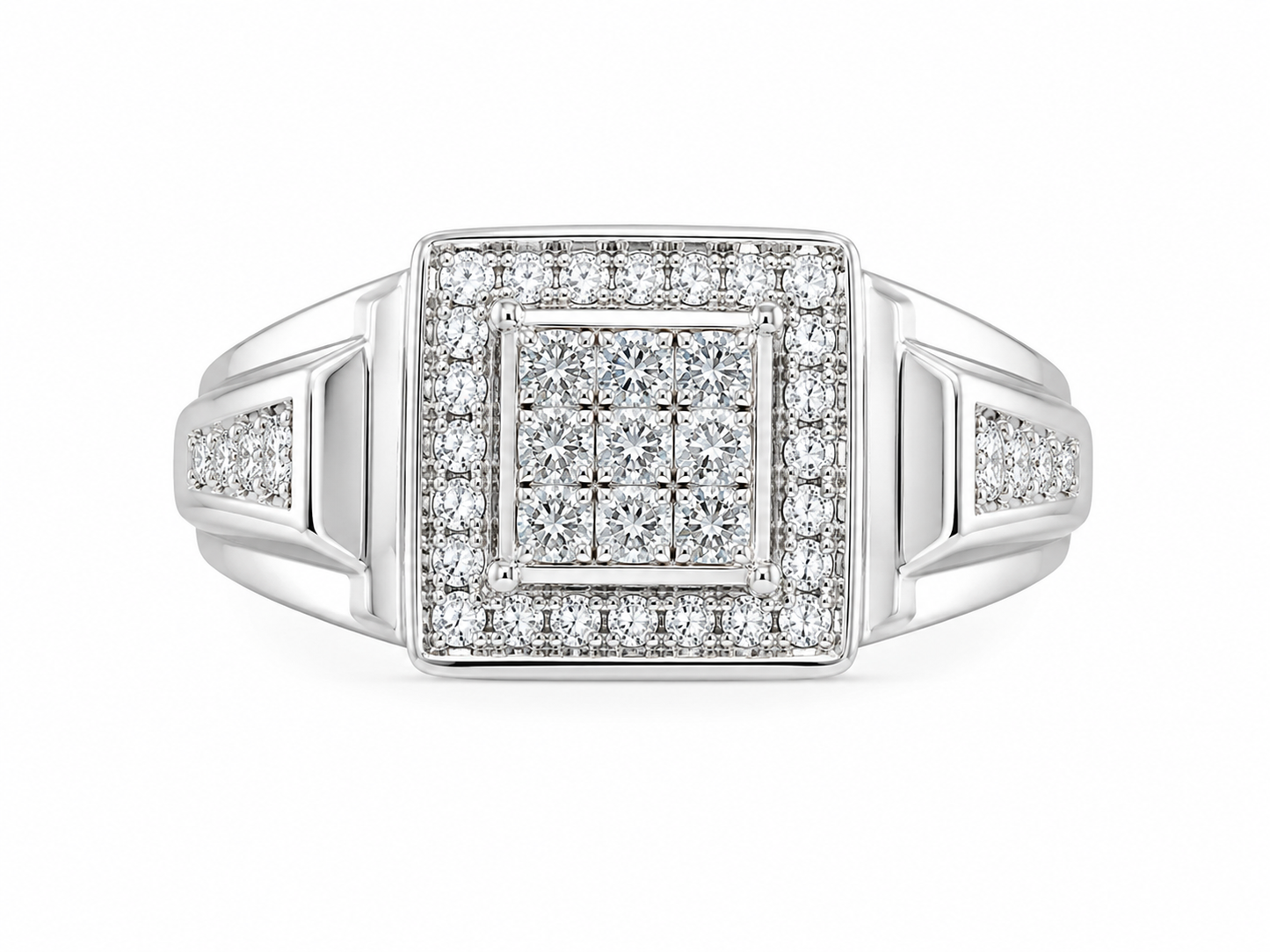 10K White Gold Men's Ring 0.50 ct Natural Diamond