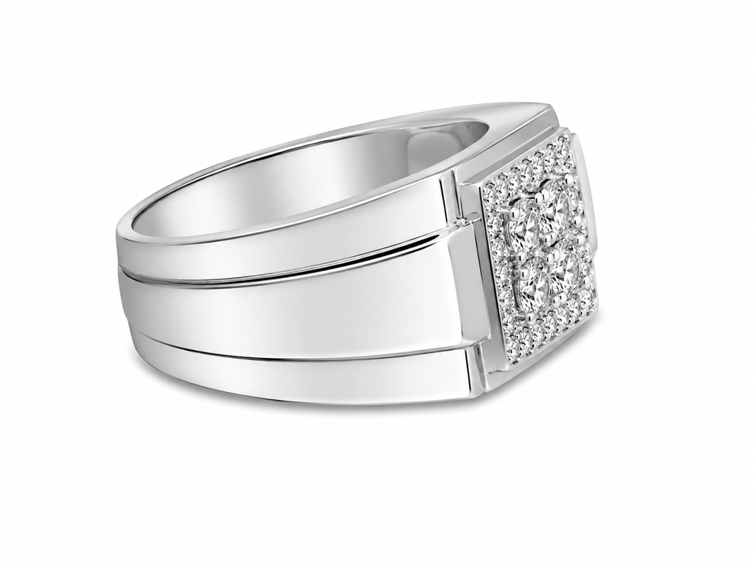 10K White Gold Men's Band 0.50 ct Natural Diamond